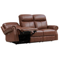 Royce Power Headrest Zero Gravity Reclining Sofa Brown Genuine Leather Wood Primary Living Space Medium Firm Tight Back Mid Century Modern Eucalyptus Rolled Arms Memory Foam Leather 3 Seat