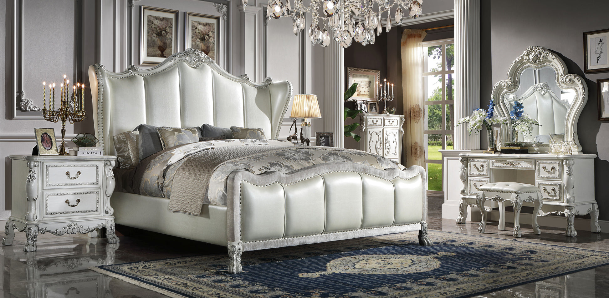 Champagne And Bone White Tufted Vanity Stool White Vanity Stools Bedroom Rectangular White Tufted Cushions Faux Leather