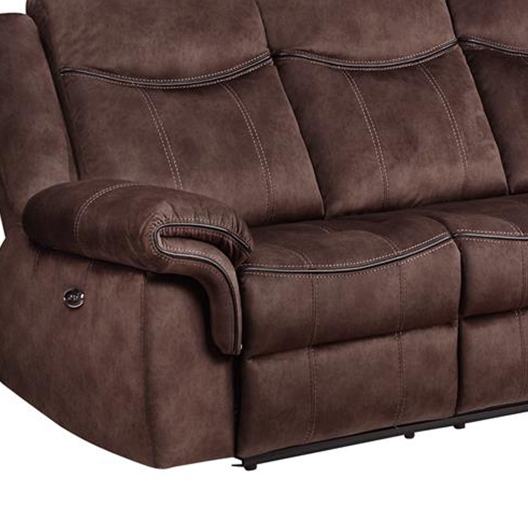 Jimny Domino Coffee Power Reclining Sofa Coffee Fabric 3 Seat