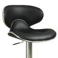 Swivel Adjustable Bar Stool, Black, Set Of 2 Black And Silver Fabric