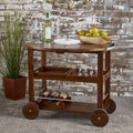 Bar Cart Oak Silver Wood