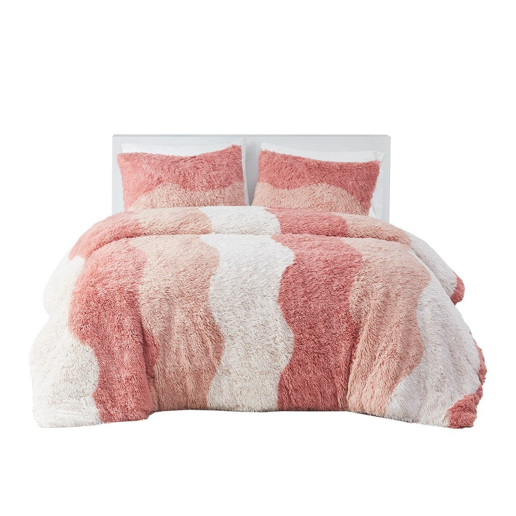 Ombre Shaggy Faux Fur Comforter Set Twin Multicolor Polyester