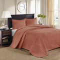 3 Piece Reversible Quilt Set Clay Red King Cal King Red Polyester