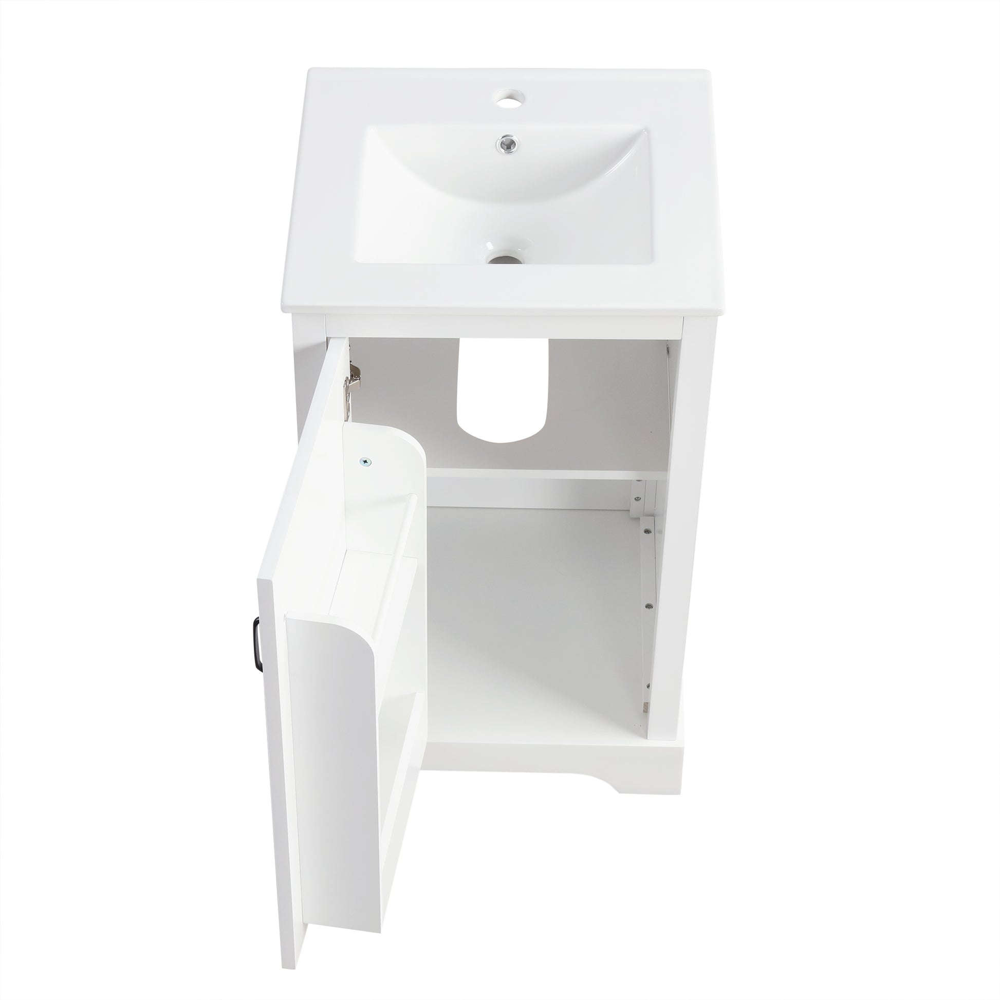 20" Bathroom Vanity With Sink, Bathroom Cabinet With Soft Closing Door, Storage Rack And Adjustable Shelve, White White Mdf