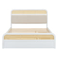 Queen Size Wooden Platform Bed With Trundle And 2 Drawers,White Queen White Solid Wood Mdf