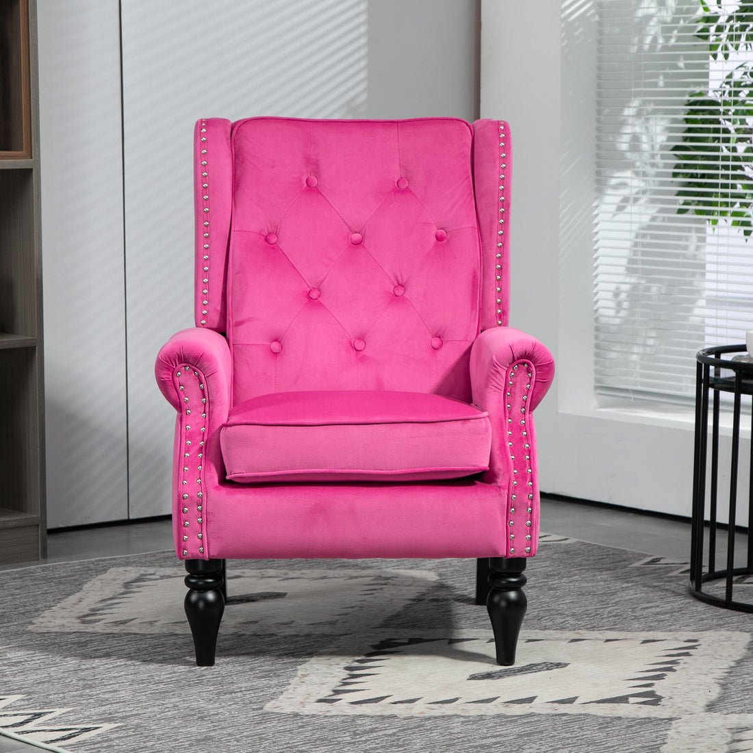 Coolmore Wood Frame Armchair, Modern Accent Chair Lounge Chair With Sturdy Wood Legs For Living Room Bedroom Red Red Foam Velvet