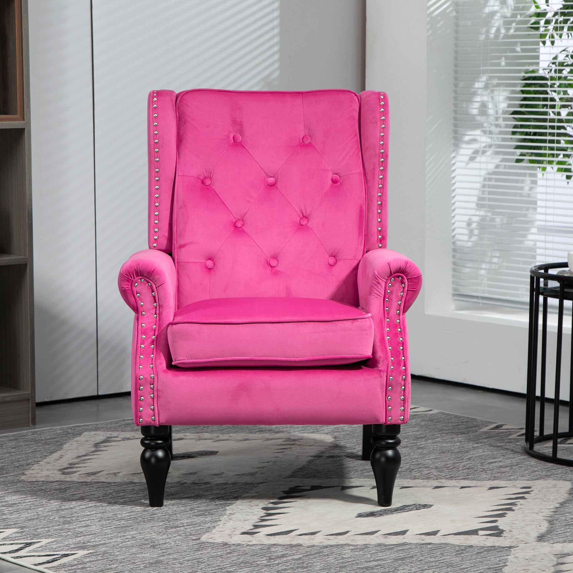 Coolmore Wood Frame Armchair, Modern Accent Chair Lounge Chair With Sturdy Wood Legs For Living Room Bedroom Red Red Foam Velvet