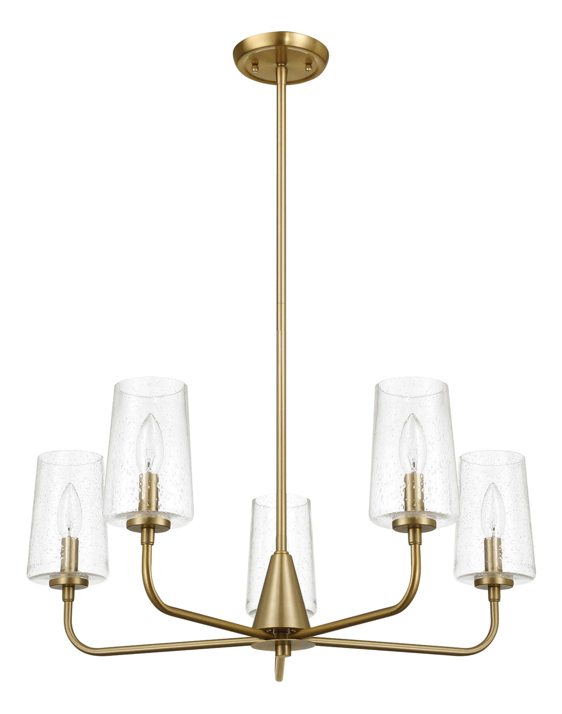 Dazzle Five Lights Chandelier With Clear Seeded Glass Satin Brass Clear,Gold Ceiling Lights Brass,Glass