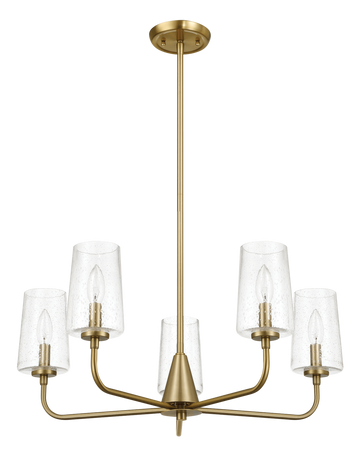 Dazzle Five Lights Chandelier With Clear Seeded Glass Satin Brass Clear,Gold Ceiling Lights Brass,Glass