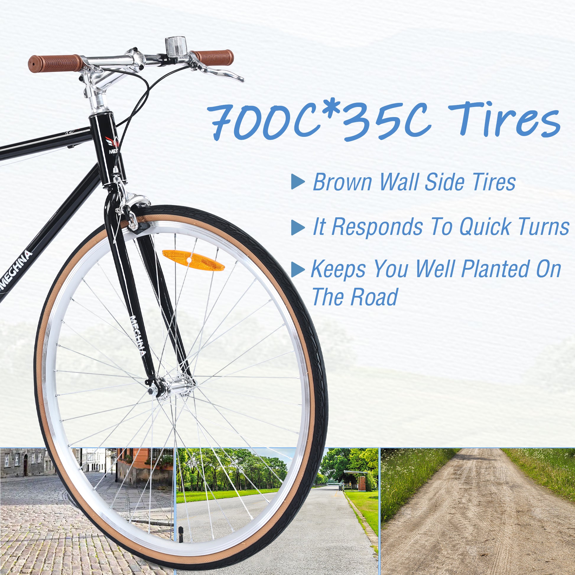 Single Speed Retro Style 700C Road Bike For Men Women'S City Bicycle,Steel Frame Black Steel