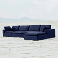 Living Room Modular Armless Sofa Couch, 1 Pc Fabric Upholstered Sectional Sofa With Soft Cushions, Navy Navy Linen Wood Primary Living Space Soft Cushion Back Contemporary,Modern Engineered Hardwood