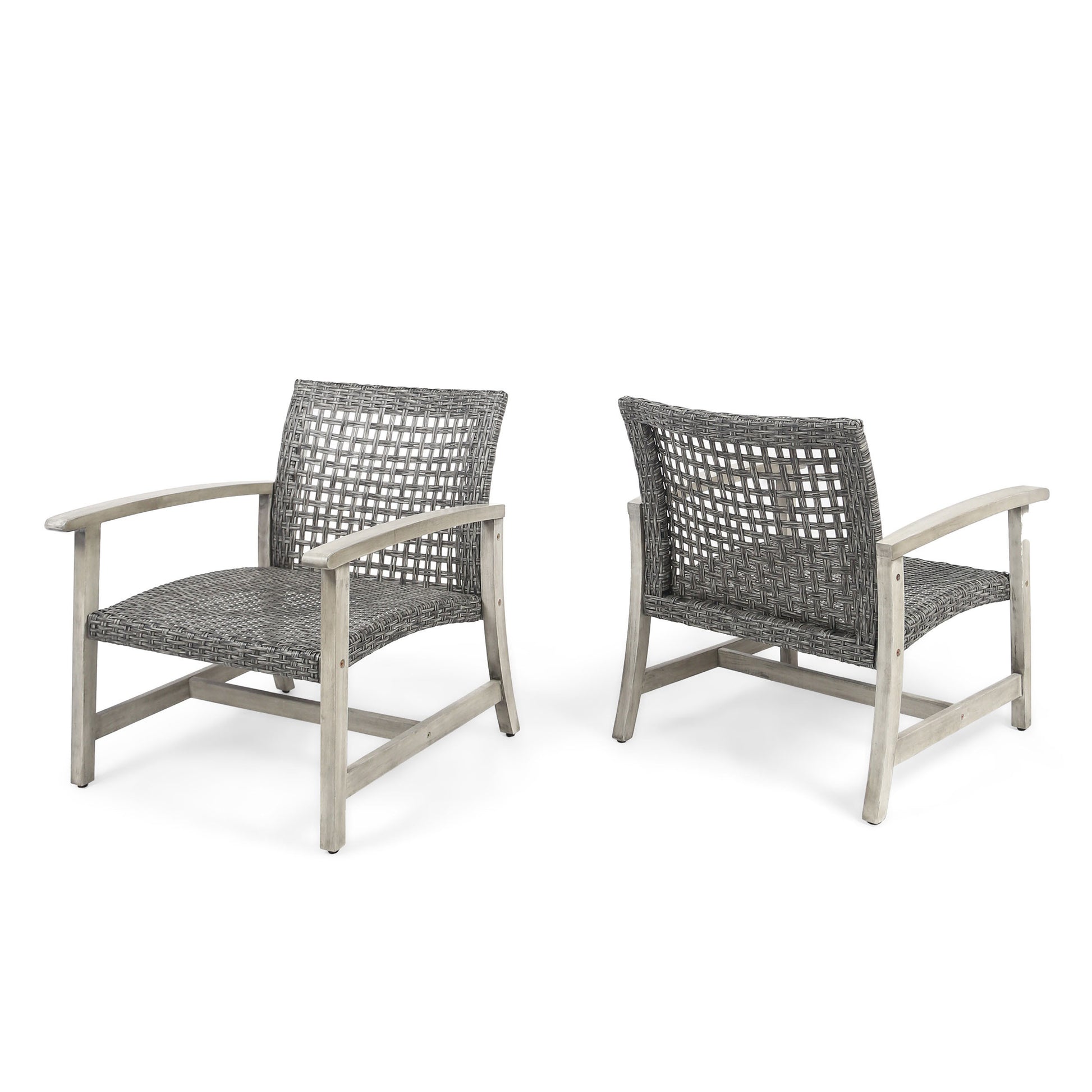 Hampton Wood Wicker Club Chair Grey Black Wood