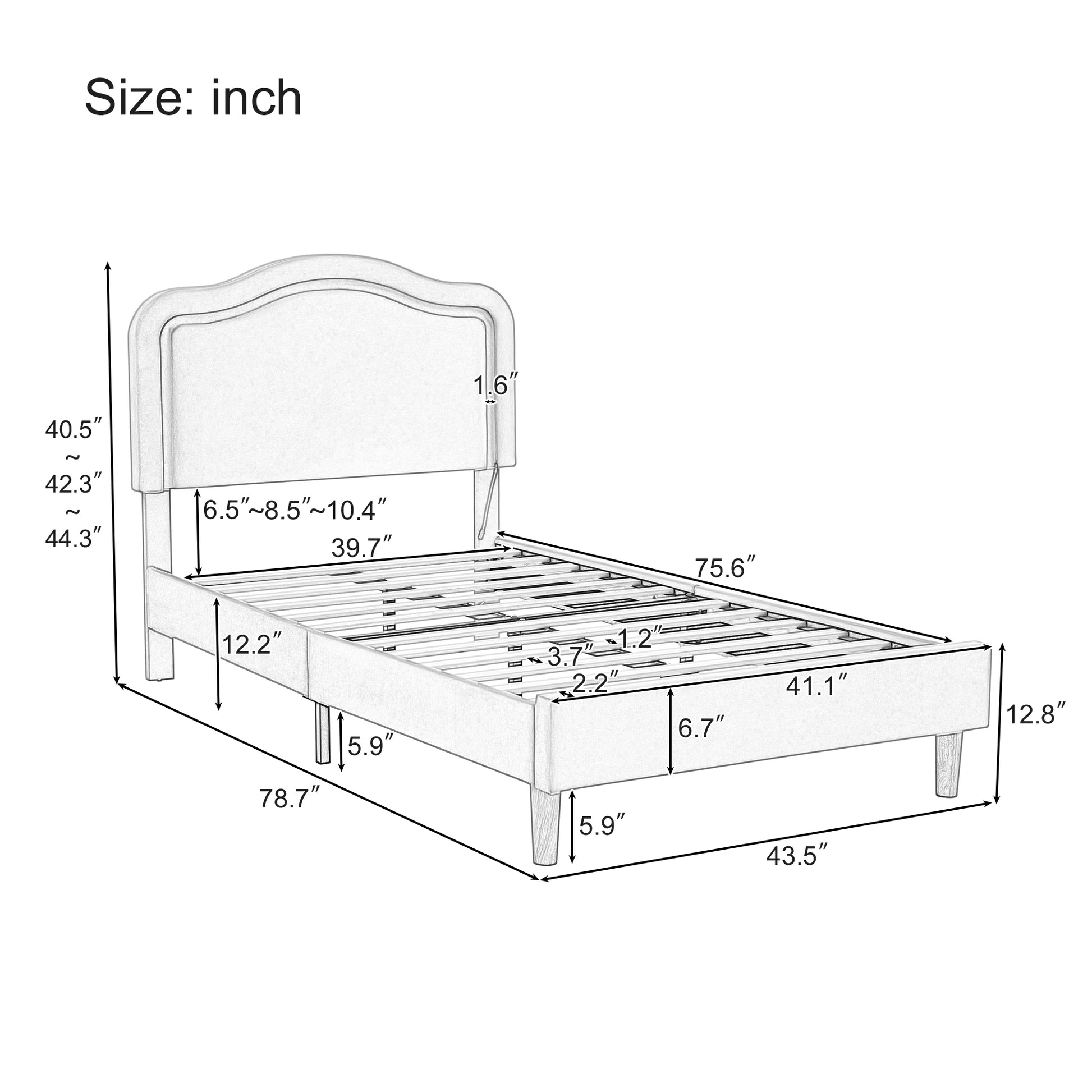 Twin Size Velvet Upholstered Smart Led Bed Frame With Adjustable Height Headboard,No Box Spring Needed,Easy Assembly,Beige Box Spring Not Required Twin Beige Wood Bedroom Cute,Modern Bed Frame Wood