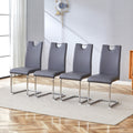 Modern Dining Chairs Set Of 4, Side Dining Room Kitchen Chairs, Faux Leather Upholstered Seat And Metal Legs Side Chairs, Grey Grey Modern Foam