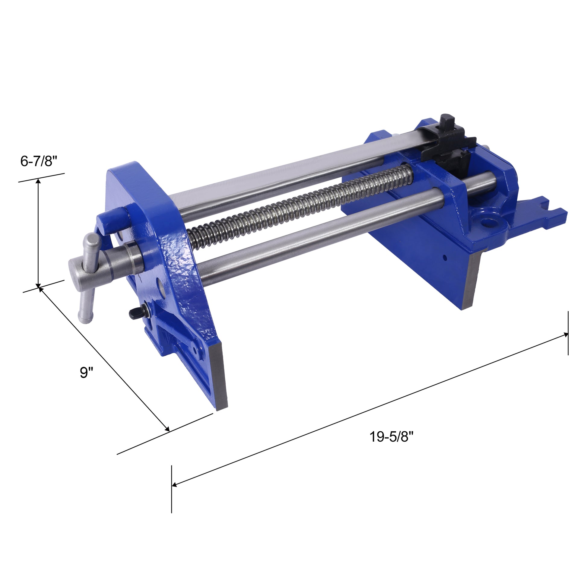 Rapid Action Woodworking Vise Quick Release Lever For Quick Adjustments 9 Inch Jaw Width Made With Heavy Duty Cast Iron ,Blue Blue Steel