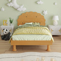 Kids Cookie Shaped Bed Frame For Boys & Girls,Twin Size Platform Bed, Walnut Box Spring Not Required Twin Walnut Wood Bedroom Contemporary,Cute,Modern Bed Frame Wood