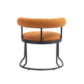 Coolmore Boucle Dining Chairs Set Of 2, Mid Century Modern Curved Backrest Chair, Round Upholstered Kitchen Chairs Orange Boucle Orange Foam Mdf Metal