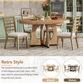 5 Piece Retro Rustic Functional Dining Set Unique Geometric Design, 1 Extendable Table With A 16 Inch Leaf And 4 Upholstered Chairs Ideal For Dining Room And Kitchen Natural Natural Solid Wood Mdf