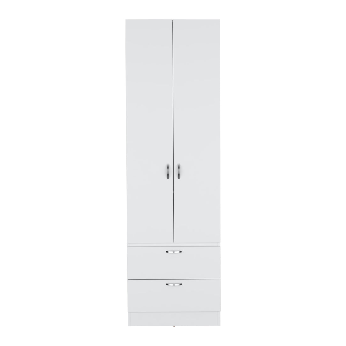 Vico 76" High Armoire Wardrove Closet With 2 Drawers, Double Door Cabinetone Shelf And Hanging Rod, Bedroom Clothes Storage Cabinet Organizer White Bedroom Modern Particle Board Engineered Wood