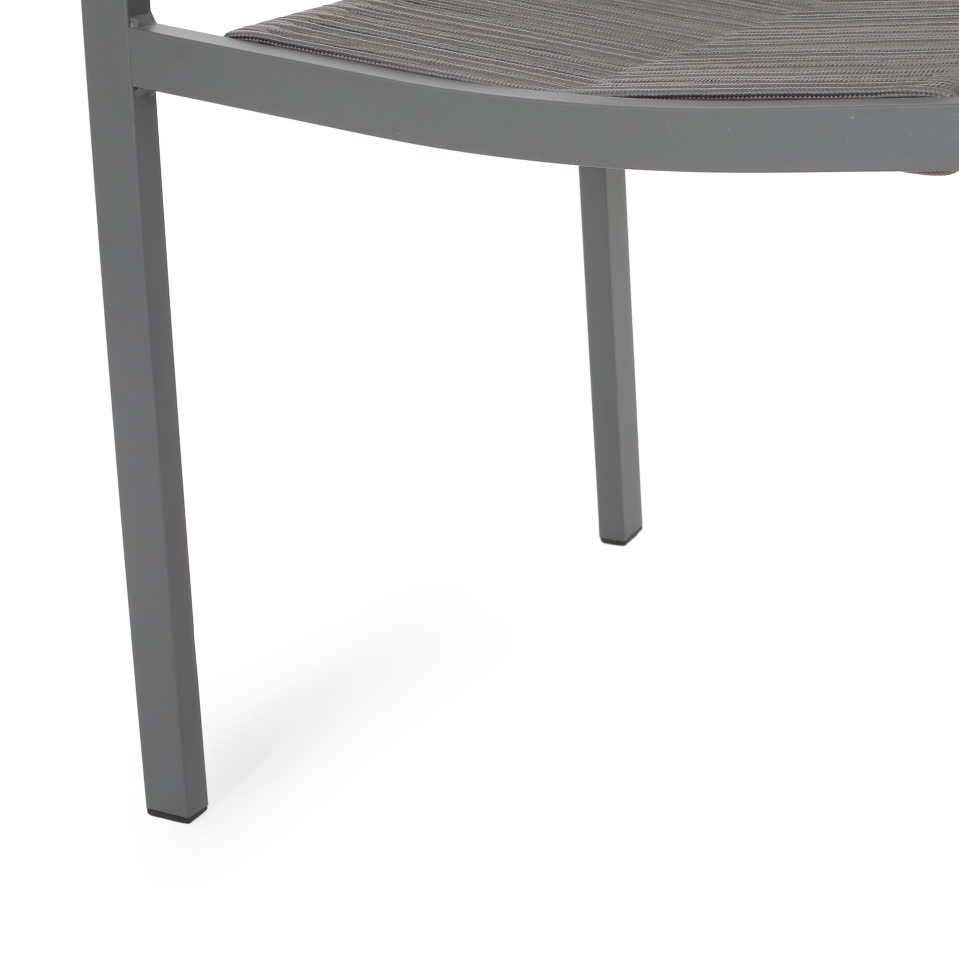 Outdoor Modern Aluminum Dining Chair With Rope Seat Set Of 2 , Gray And Dark Gray Dark Grey Aluminium