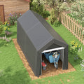 Outsunny 7' X 12' Garden Storage Tent, Heavy Duty Outdoor Shed, Waterproof Portable Shed Storage Shelter With Ventilation Window And Large Door For Bike, Motorcycle, Garden Tools, Gray Gray Steel