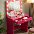 Vanity Desk With Mirror And Lights, Dressing Table With Large Drawer, 1 Level Storage Dresser & 3 Lighting Modes Adjustable Brightness, Suitable For Bedroom Pink Pink Particle Board