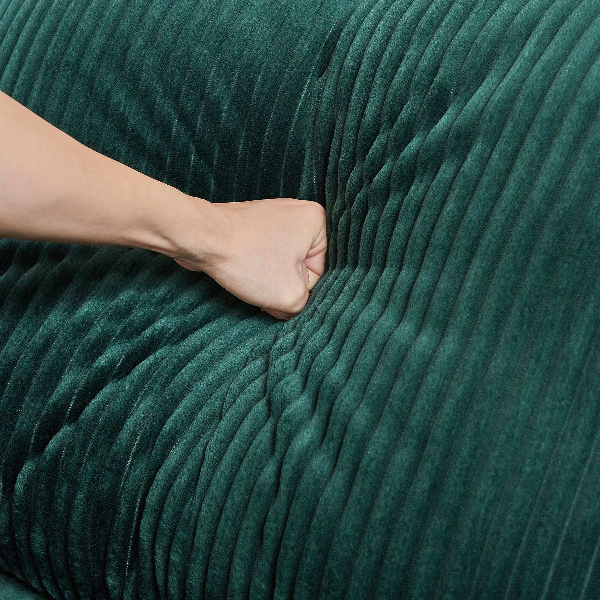 122.04 Inch Corduroy Upholstered Sectional Sofa With Right Facing Chaise For Living Room Office Corner Corduroy Modern Sofa Green Green Corduroy 3 Seat