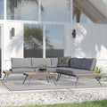 4 Person Outdoor Seating Group With Cushions Yes Natural Grey Seats 4 Uv Resistant Frame Polyurethane Foam Metal & Wood