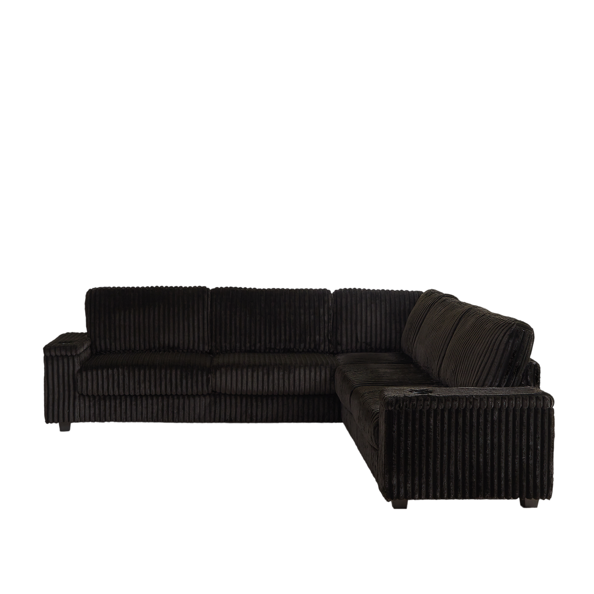 110 Inch Oversized Corduroy Corner Sofa,L Shaped Corner Couch With Two Storage Spaces,Usb Port & T Pyce Port And Cup Holderdeep Seat Comfy Upholstered Couches For Living Room Not Freely Combinable Black Corduroy 5 Seat