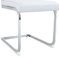 Luxury Simple Arch Chair Set Of 4 White Pu Material High Resilience Dining Chair With Arched Metal Silver Leg. White Silver Metal,Pu