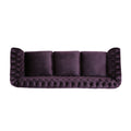 Luxurious 3 Seater Purple Velvet Sofa, Featuring A Classic Design With Modern Elegance, Perfect For Adding Sophistication And Style To Any Living Room, Plush Comfort And Durable Craftsman Black Berry Wood Primary Living Space Medium Soft Tight Back