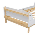 Twin Bed With Headboard, Footboard, Safeguards, Built In Bed End Book Storage Rack ,White Twin White American Design Pine