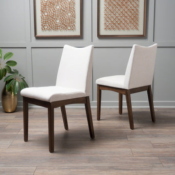 Dining Chair Set Of 2 Light Beige Fabric