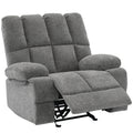 Oversize Rocker Recliner Chair For Adults, Extra Wide Rocking Recliner Chair Manual Recliner, Bid Man Recliners, Limestone Grey Brown Wood Primary Living Space Heavy Duty Handle Acacia Grey Chenille Manual Handle Soft Cushion Back American Design,Modern