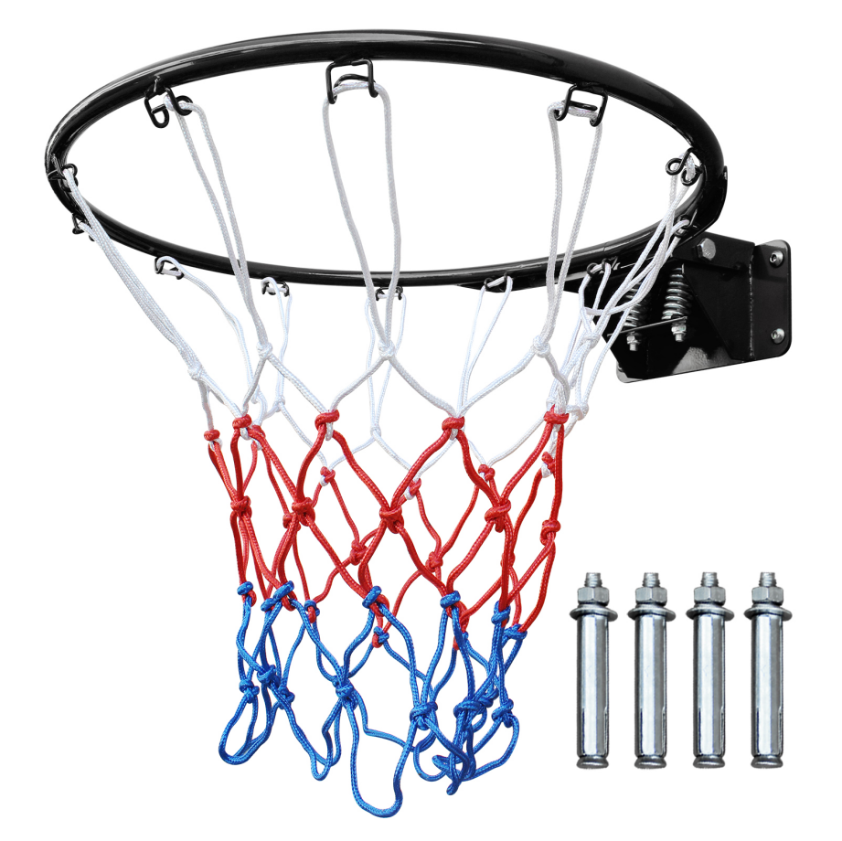 Basketball Double Spring Solid Rim, 18" Steel Basketball Rim For Indoor And Outdoor Black Balls Sports Black Iron