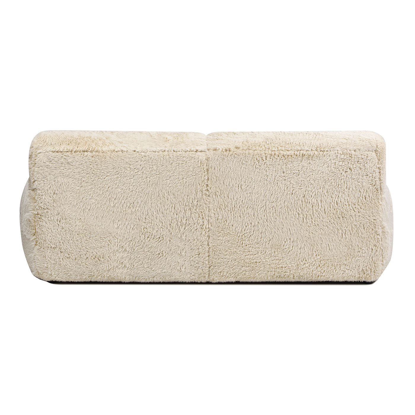 Summit 83" Faux Sheepskin Overstuffed Sofa, Cream Beige Faux Fur Cream Foam Faux Fur 3 Seat