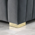 A Modern Channel Sofa Take On A Traditional Chesterfield,Grey Color,3 Seater Grey Velvet 3 Seat