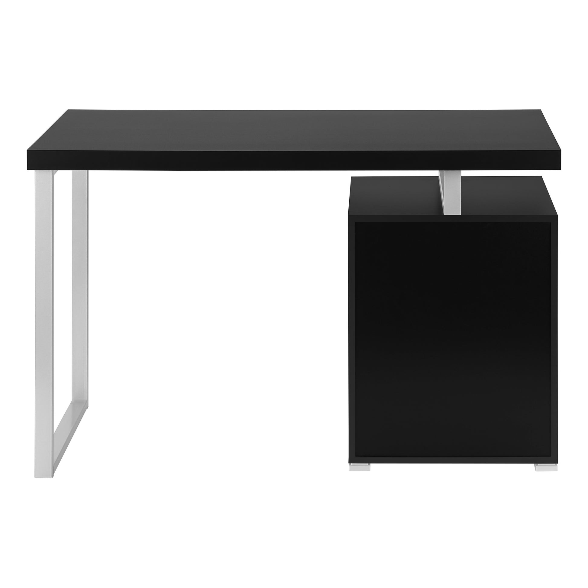 Computer Desk, Home Office, Laptop, Left, Right Set Up, Storage Drawers, 48"L, Work, Black Laminate, Grey Metal, Contemporary, Modern Black Particle Board