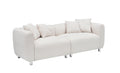 89 Inch Sofa For Living Room, Fashion Sofa With Metal Legs, 3 Seater Sofa, Solid Wood Frame Couch With 4Pillows, For Apartment Office Living Room White Beige Cotton Linen,Teddy 3 Seat