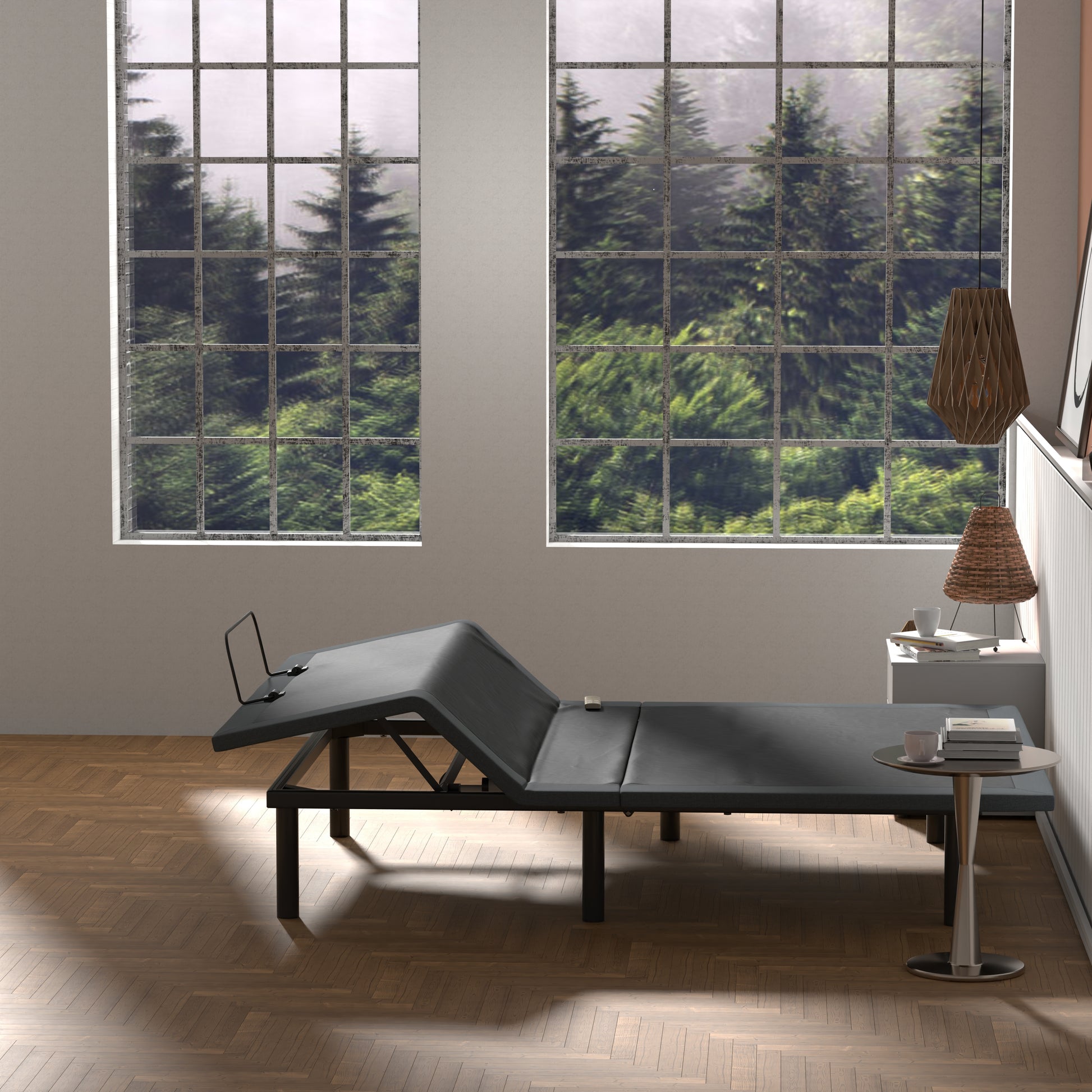 Btx4 Queen Adjustable Bed Base With Head And Foot Position Adjustment Box Spring Not Required Queen Black Grey Steel