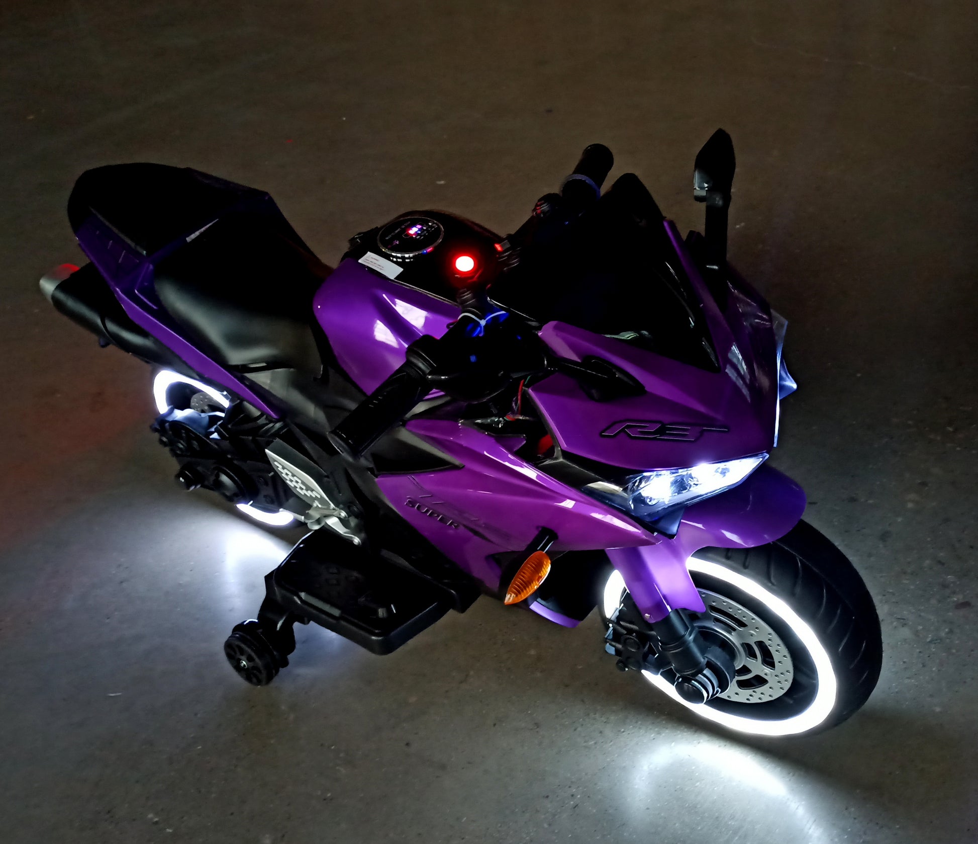 Tamco Kids Motorcycle 12V Motorcycle For Kids 3 4 5 6 Years Boys Girls 12V7Ah Kids Motorcycle Ride On Toy With Training Wheels Manual Throttle Drive By Hand Lightting Wheels Purple 50 99 Lbs Plastic Indoor & Outdoor Use