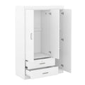 3 Door Mirror Wardrobe With Shelves, White White Plywood