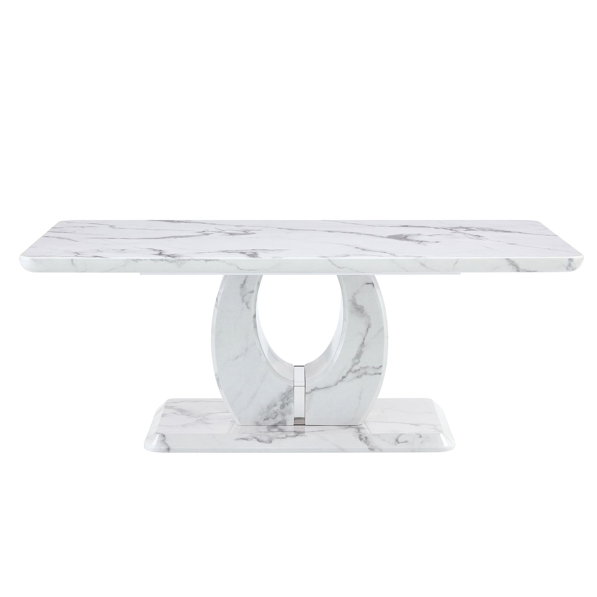 Modern Simple Luxury Imitation Marble Dining Table Rectangular Coffee Table. The Computer Desk. The Game Table. Suitable For Dining Room, Living Room, Terrace, Kitchen. 47 "X 25.6" 18 "Ct 1280 White