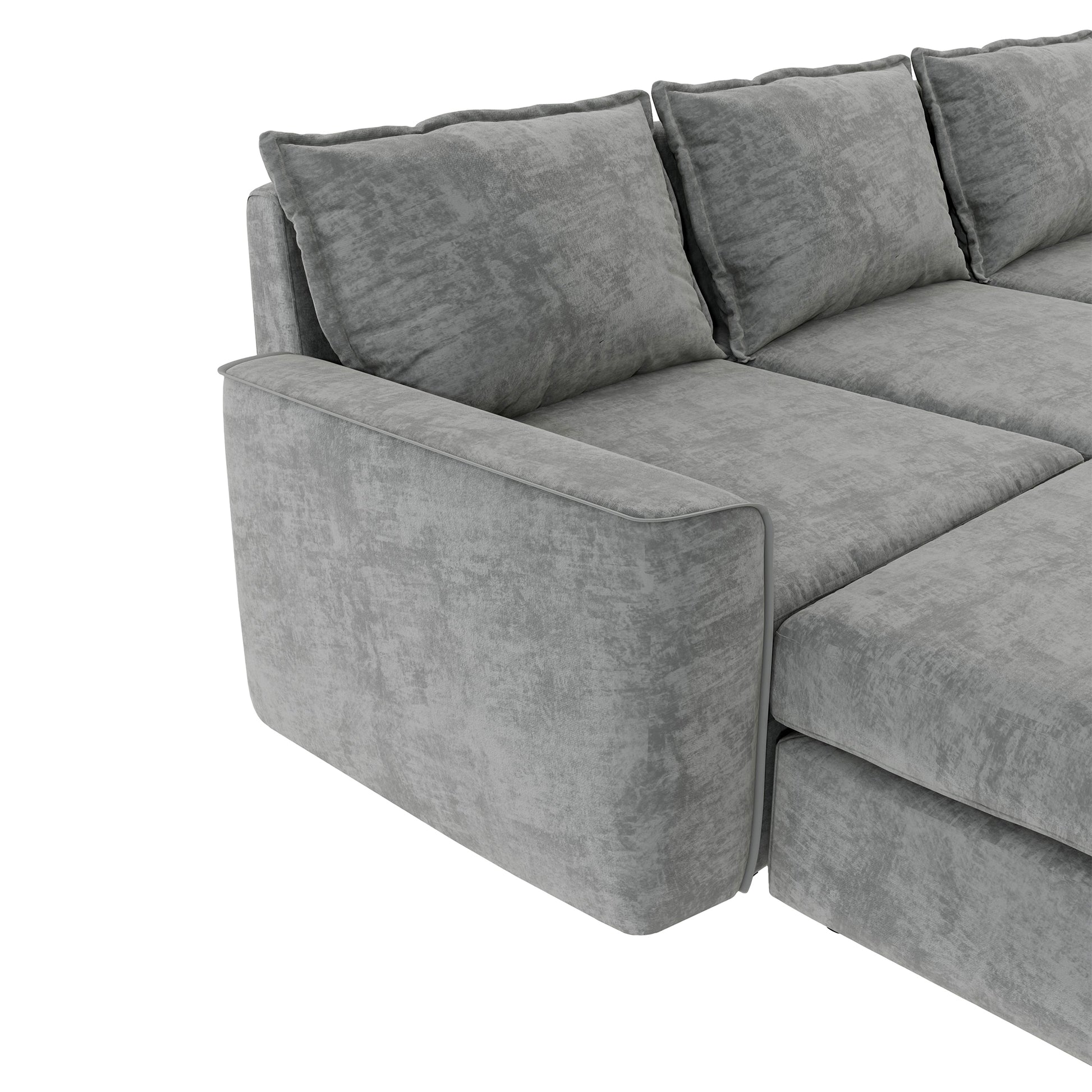 115*58" Chenille Modular Sectional Sofa,U Shaped Reversible Couch,Free Combination,6 Seat Sleeper Sofa Bed With Ottoman,Convertible Oversized Indoor Furniture For Living Room,Gray Gray Chenille 6 Seat