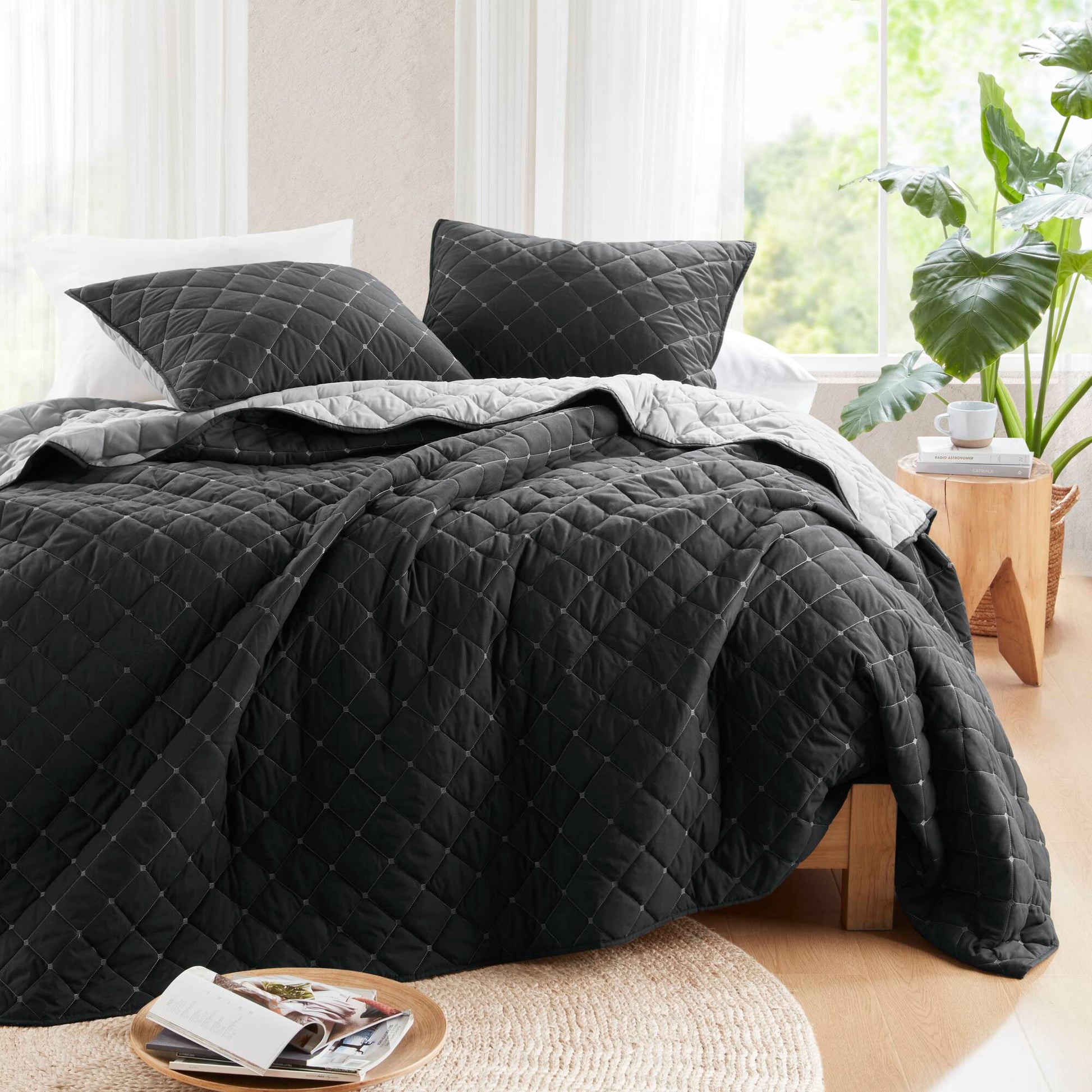 7 Piece Stripe Comforter And Quilt Set King Cal King Multicolor Polyester