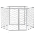 Pawhut 9.2' X 8' X 5.6' Dog Kennel, Outdoor Dog Run With Lockable Door For Medium And Large Sized Dogs, Silver Silver Steel