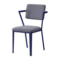 Grey And Blue Open Back Upholstered Office Chair Solid Grey Blue Office Rectangular Modern Office Chairs Solid Back Fabric Metal