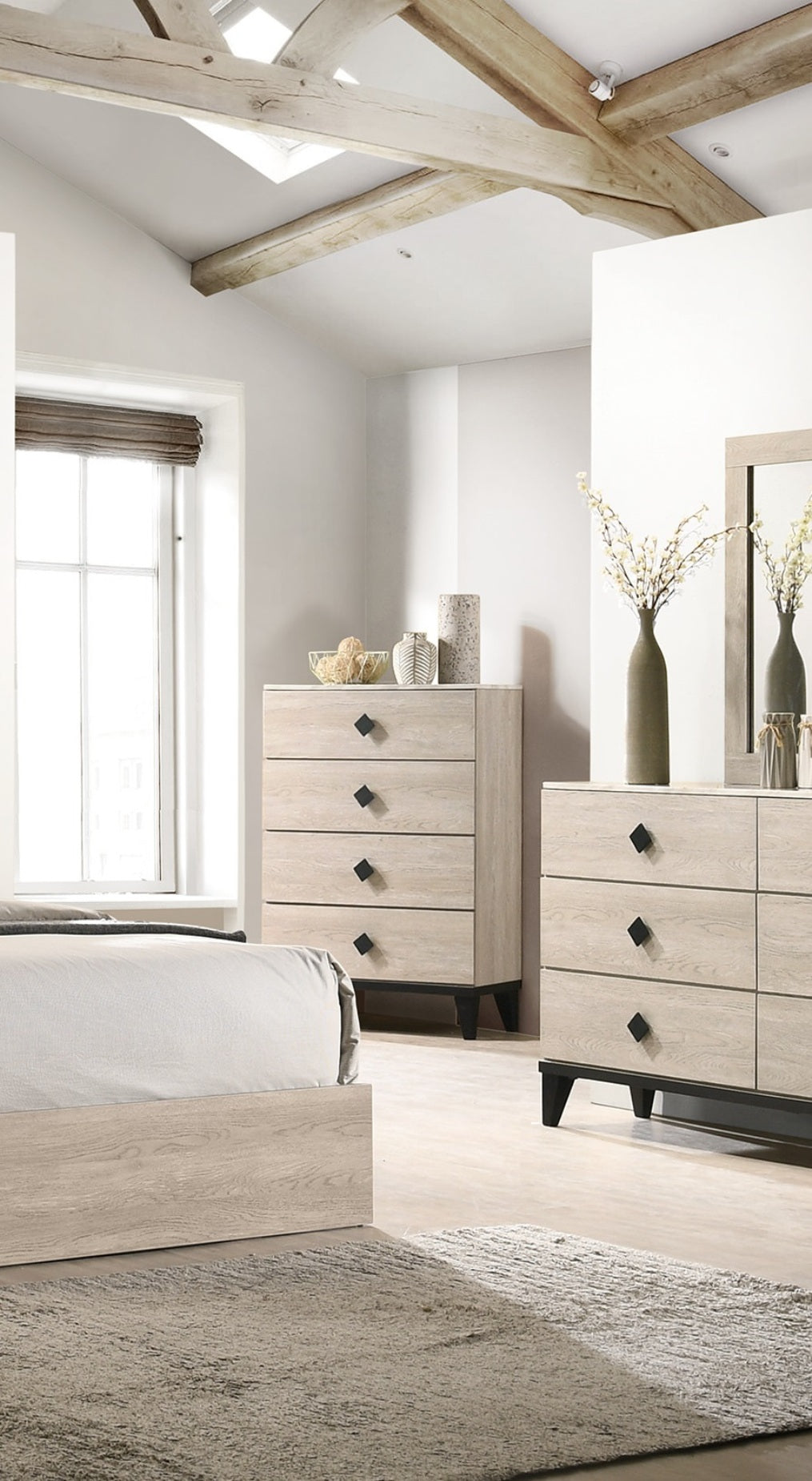 Modern Design Bedroom Furniture 1Pc Cream 4 Drawers Beautiful Chest With Faux Marble Top Black,Cream Modern Wood