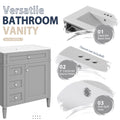 30'' Bathroom Vanity With Top Sink, Modern Bathroom Storage Cabinet With 2 Drawers And A Tip Out Drawer, Freestanding Vanity Set With Mirror Cabinet, Single Sink Bathroom Vanity Grey Bathroom Solid