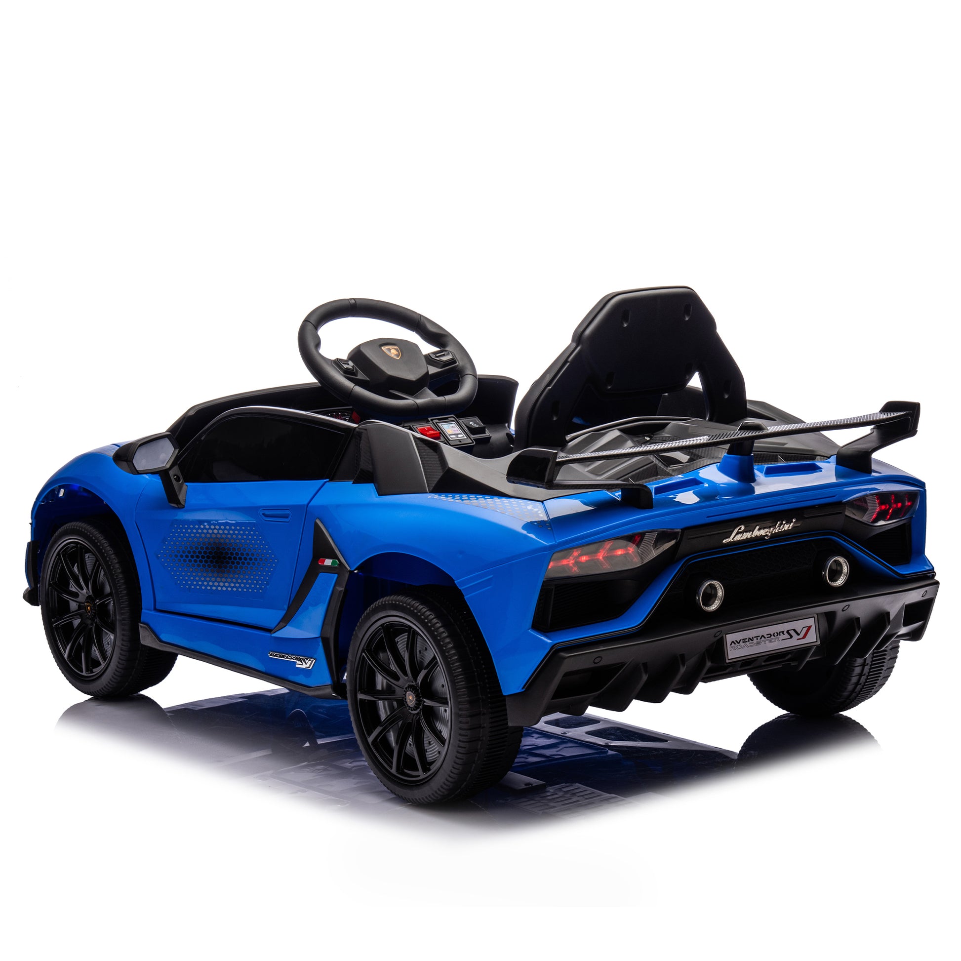 12V Kids Ride On Car W Parents Remote Control,Licensed Lamborghini Aventador Xago,Hydraulic Pressure Door,Slow Start,Early Education,Bluetooth,Adjustable Volume,Mp3,Usb,Led Lights For Kids Aged 3 8. Blue 50 99 Lbs Polypropylene